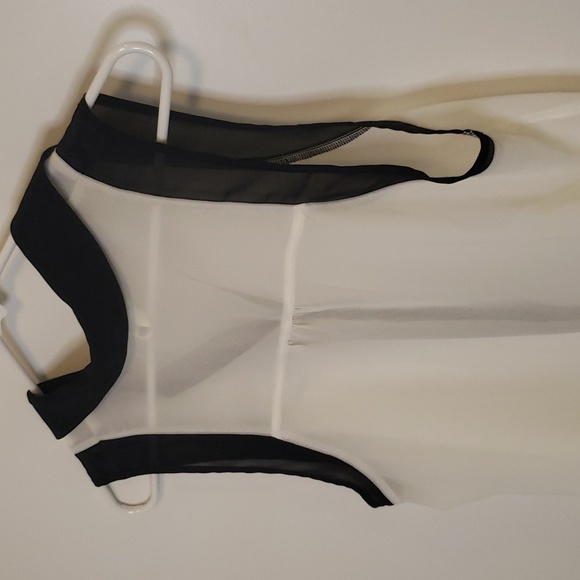 Aeropostale Sleeveless White Sheer Button-Up Collared Blouse w/ Black Trim - Picture 3 of 5